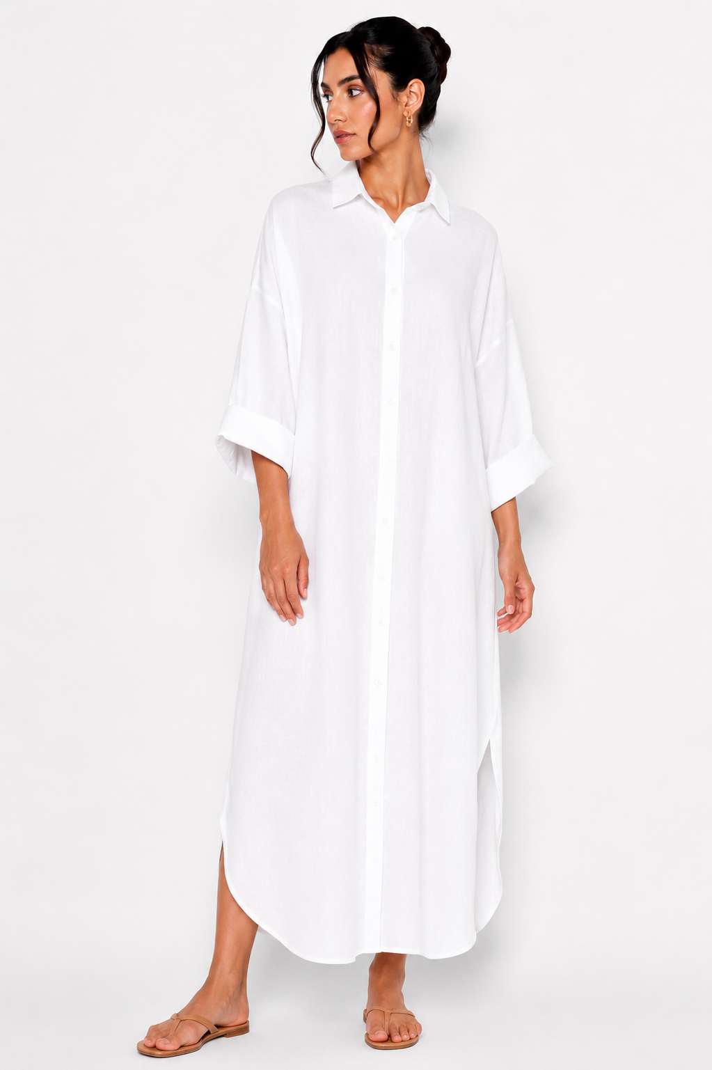 Linen Maxi Shirt Dress