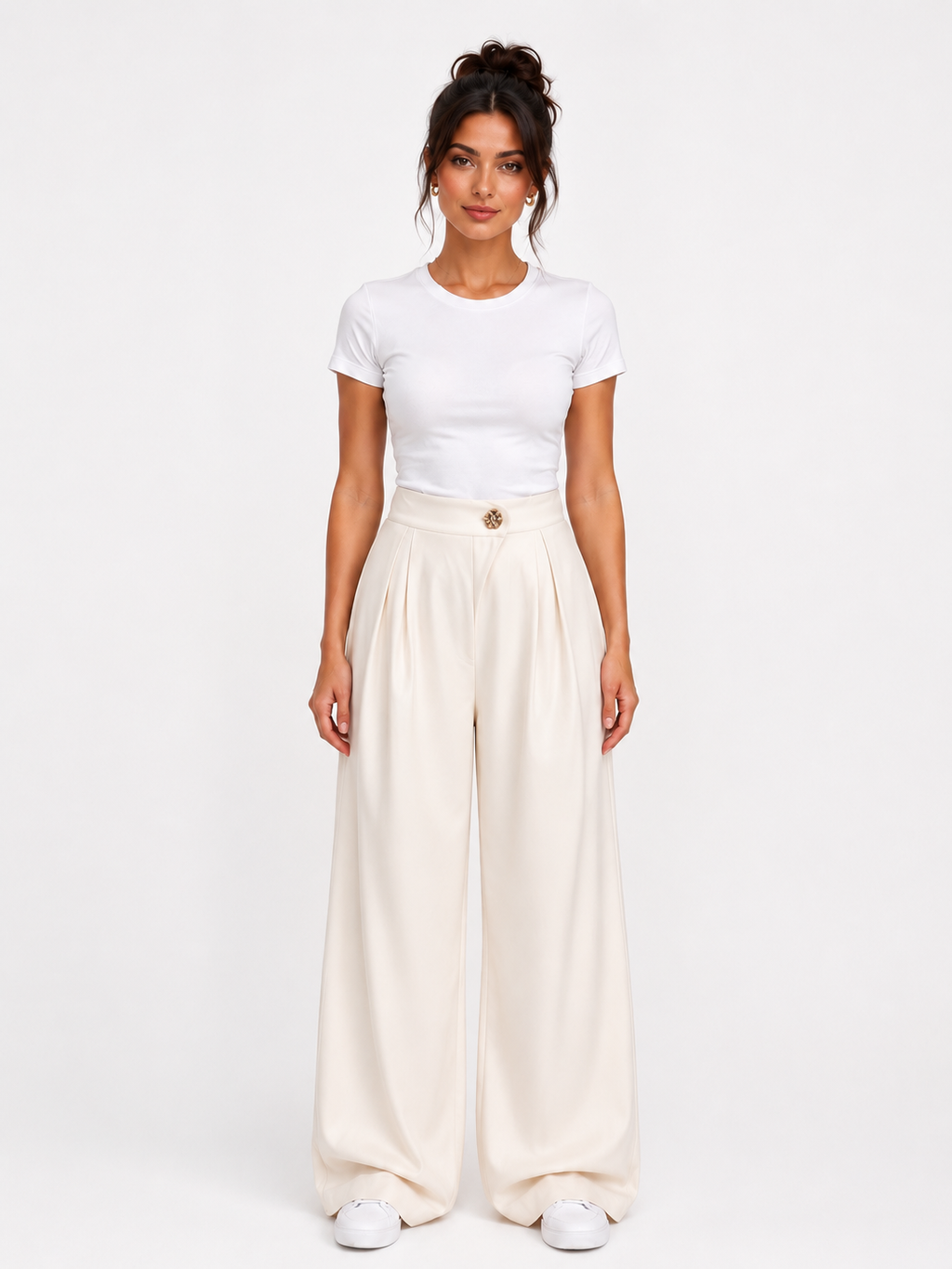 Classic Pants With Gold Button