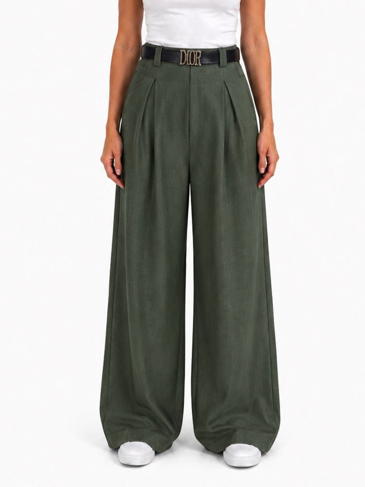 High-Waist Classic Pants With Belt