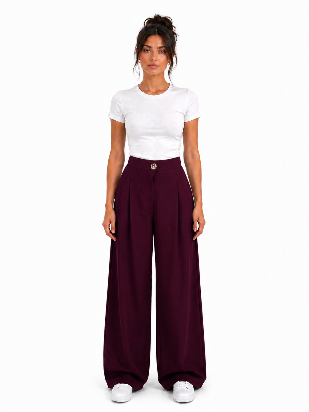 Classic Pants With Gold Button
