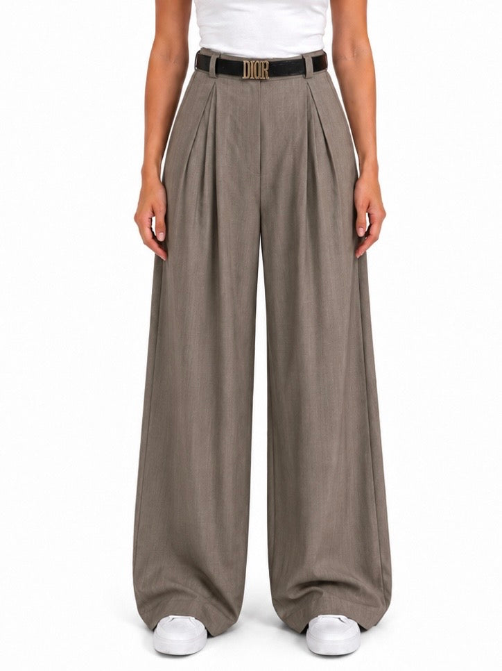 High-Waist Classic Pants With Belt