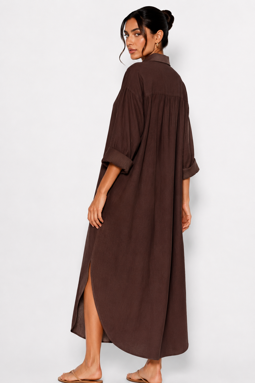 Linen Maxi Shirt Dress