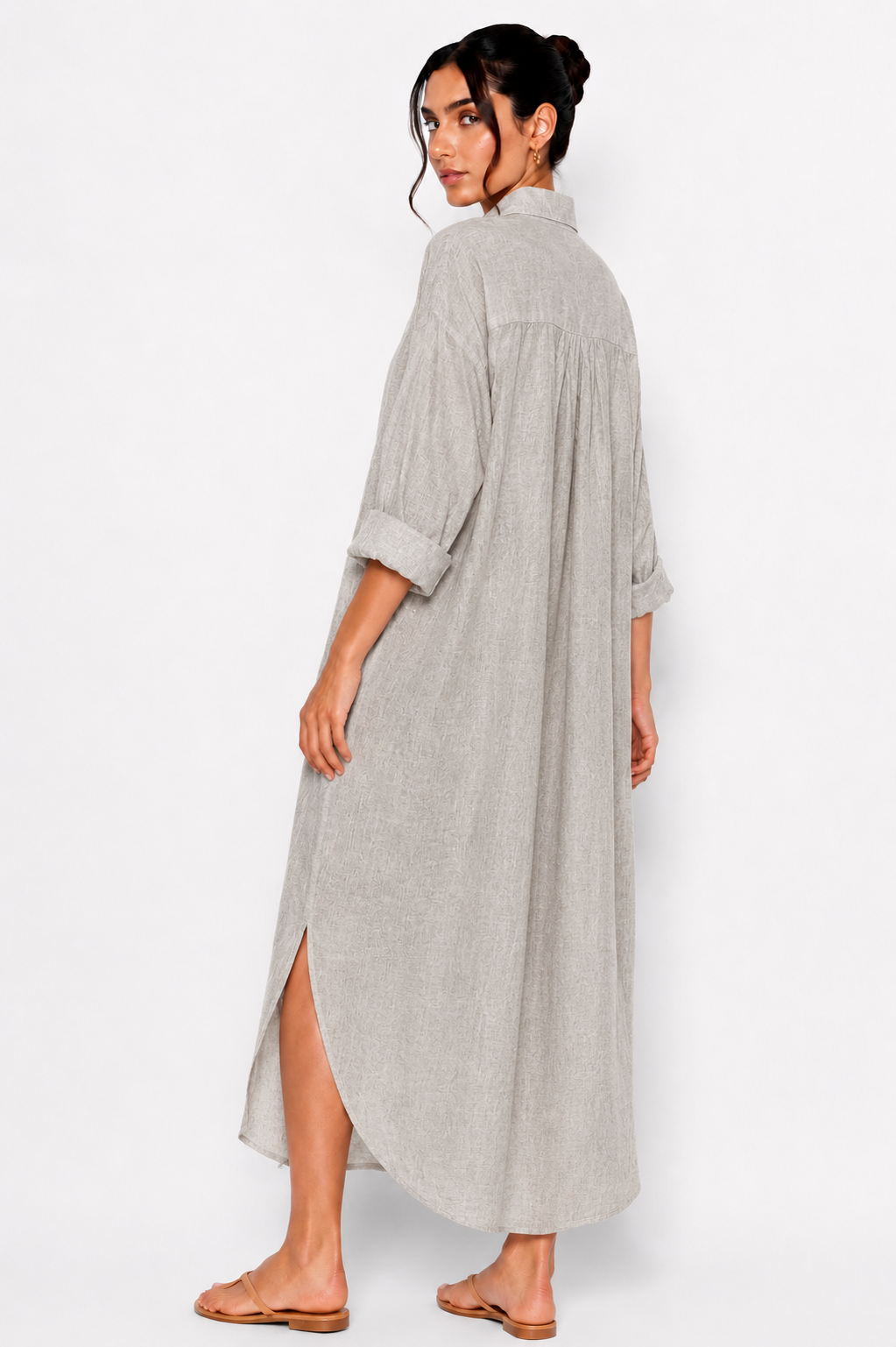 Linen Maxi Shirt Dress