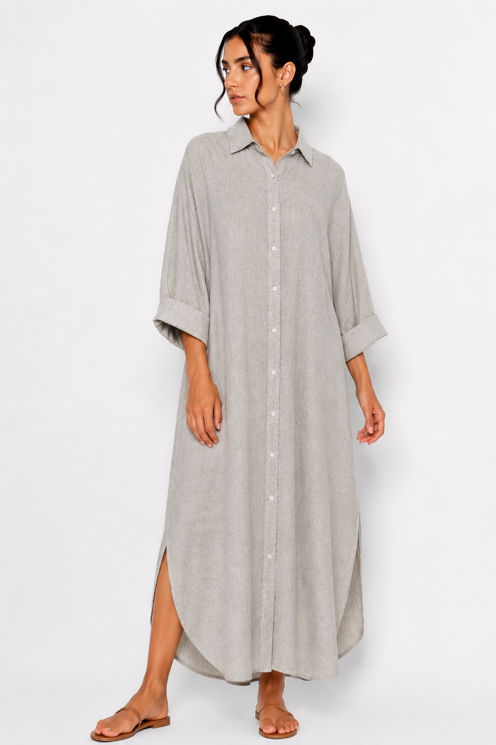 Linen Maxi Shirt Dress