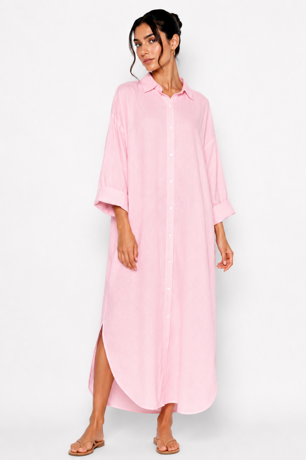 Linen Maxi Shirt Dress