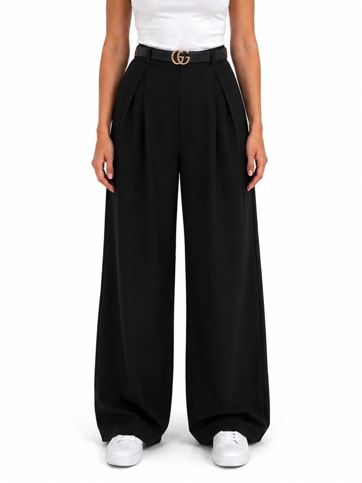 High-Waist Classic Pants With Belt