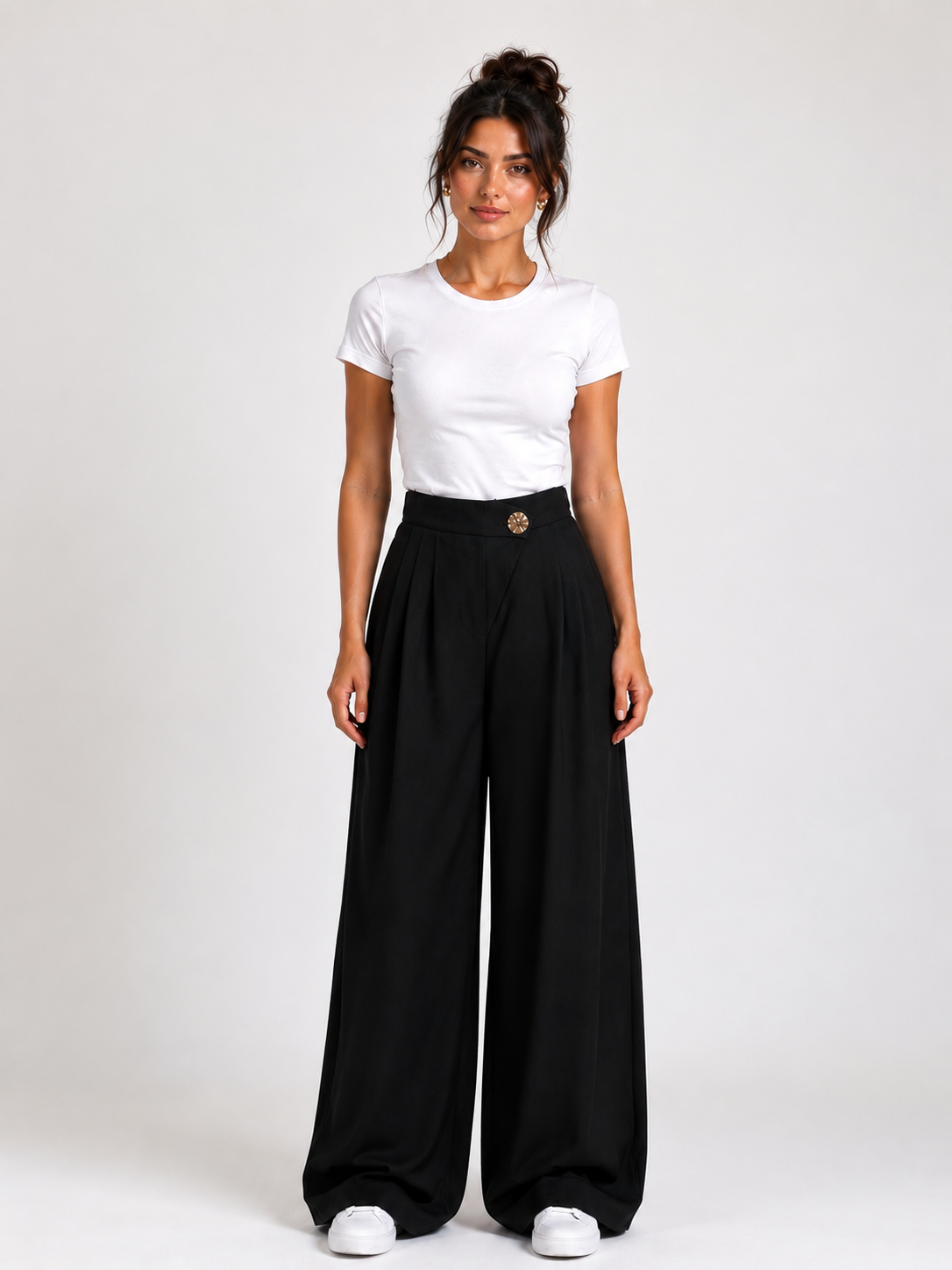 Classic Pants With Gold Button