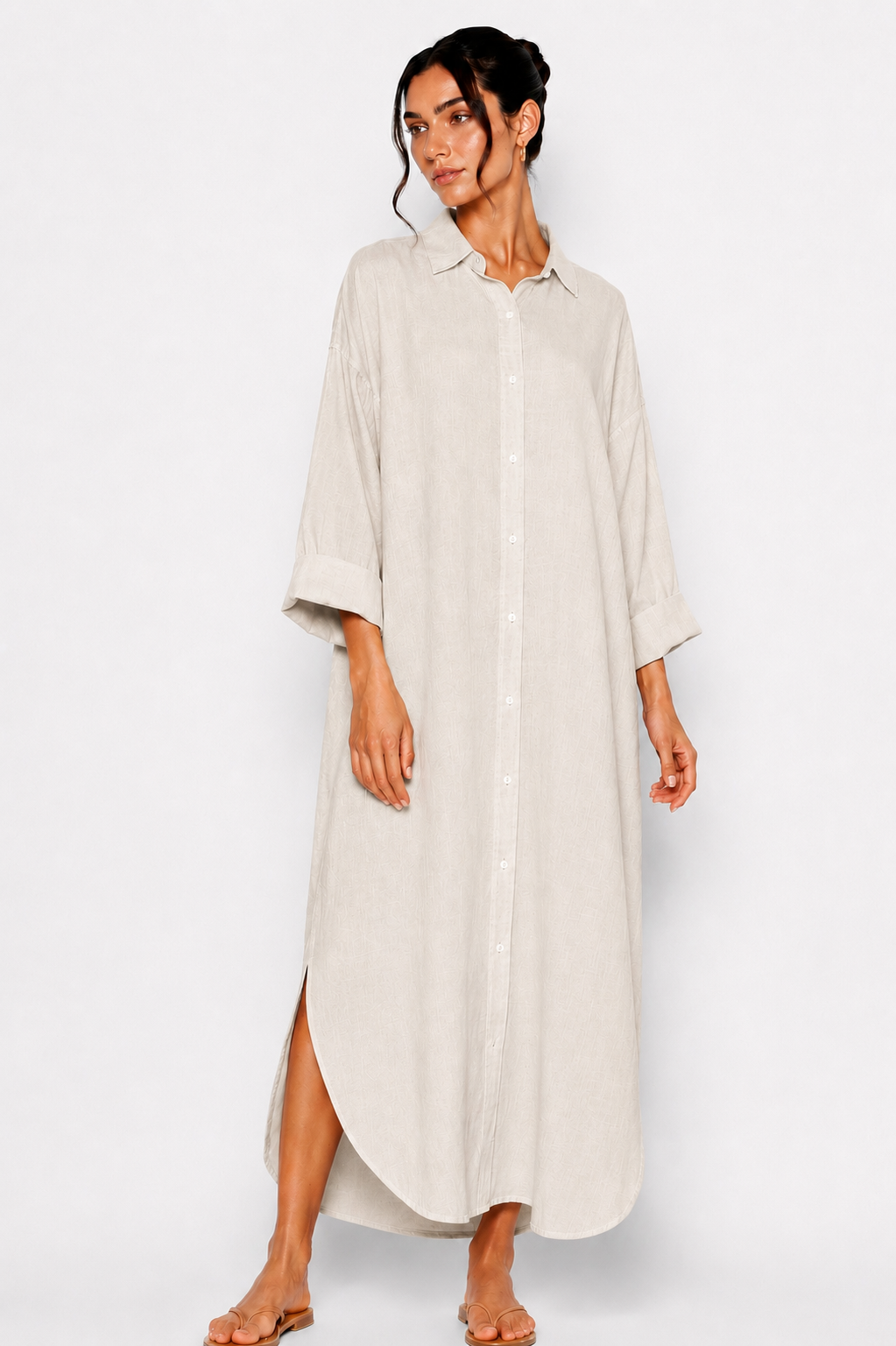 Linen Maxi Shirt Dress